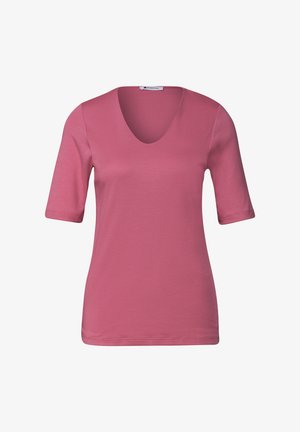 Street One, BASIC T-SHIRT WITH V-NECK IN A SOLID COLOR - T-shirt basique - blush berry