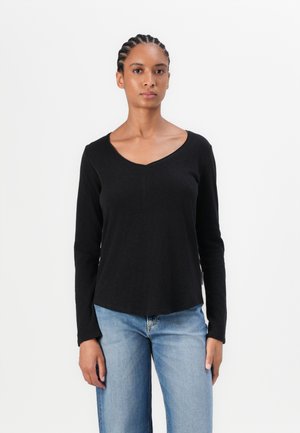 LONG SLEEVE V NECK - Long sleeved top - black