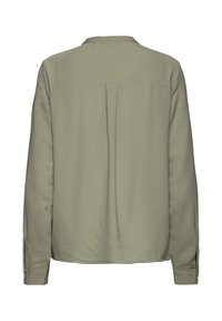 Langärmliges Shirt in hellolivgrün mit einer Rückenpasse, Knopfmanschetten und einem geraden Saum. Weicher Stoff mit glatter Textur.