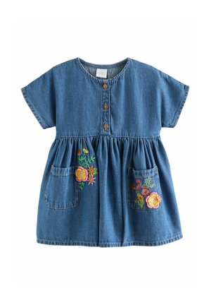 Dnevna obleka - blue denim embroidered