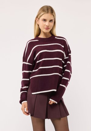Terranova, MAGLIA MORBIDA A RIGHE GIROCOLLO - Maglione - var bordeaux scuro