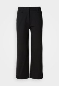PANTS MEDIUM RISE WIDE LEG CROPPED - Nohavice - black