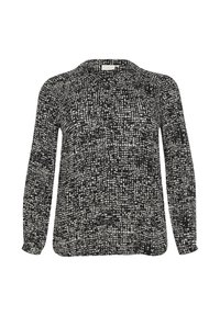 Blusa de manga larga en un patrón abstracto en blanco y negro. Tejido suave con escote redondo y puños fruncidos. Corte regular.