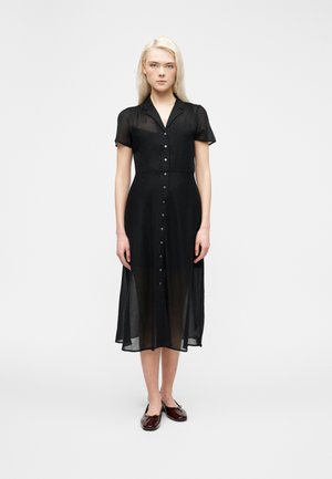 SHEER MIDI SHIRTDRESS - Skjortekjole - true black