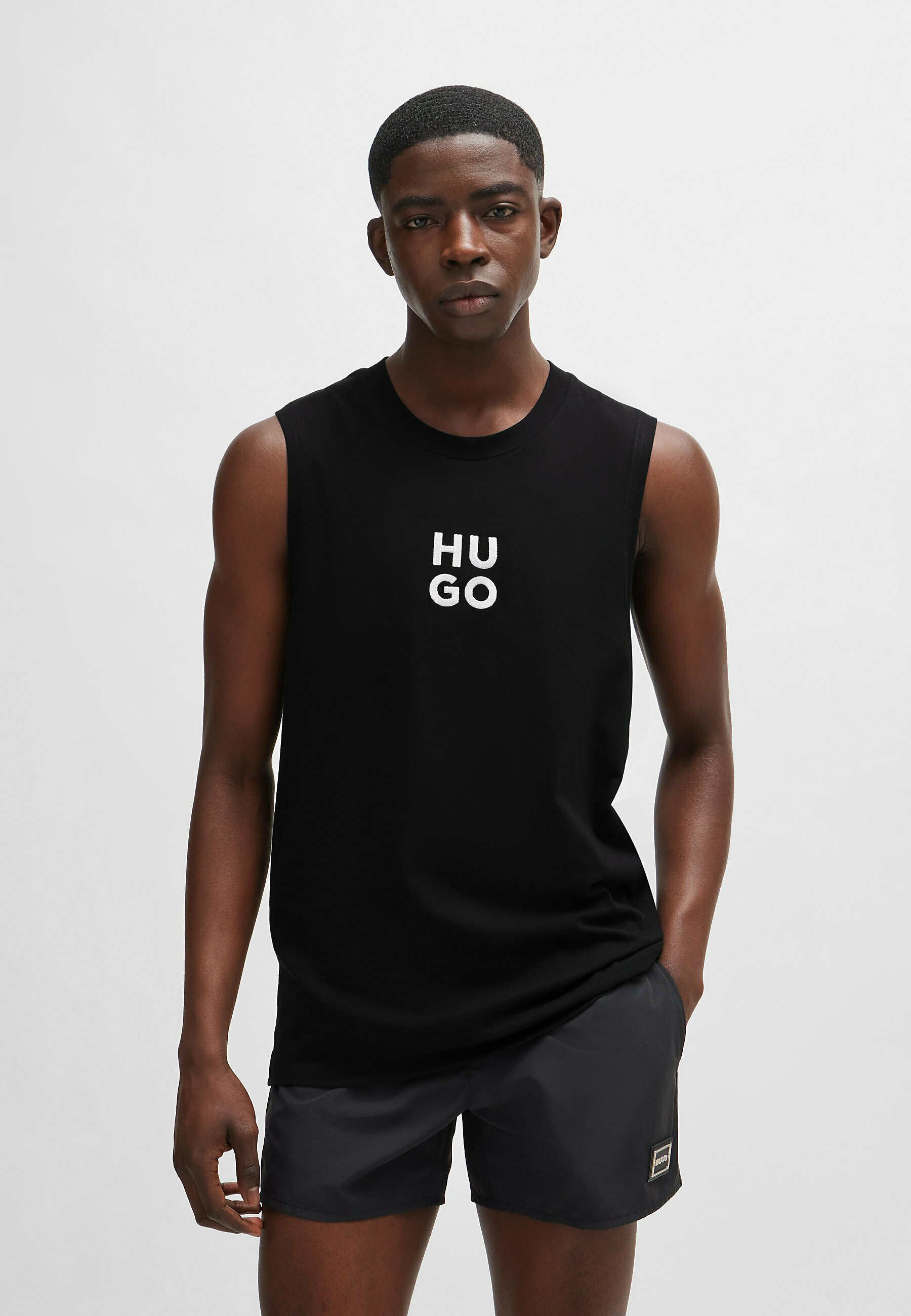 HUGO Maglietta Uomo - V - Slim Fit - Nero (Black 001) - Taglia S - 3