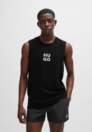 HUGO Maglietta Uomo, Nero (Black 001), Vestibilità Slim Fit, Collezione HUGO Contemporanea