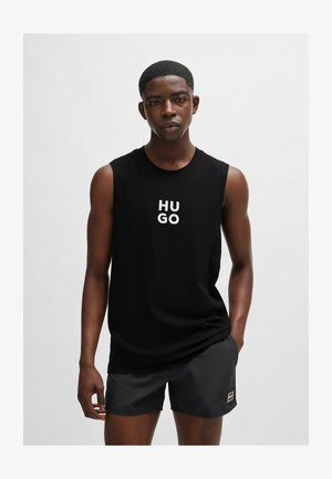 HUGO Maglietta Uomo, Nero (Black 001), Vestibilità Slim Fit, Collezione HUGO Contemporanea