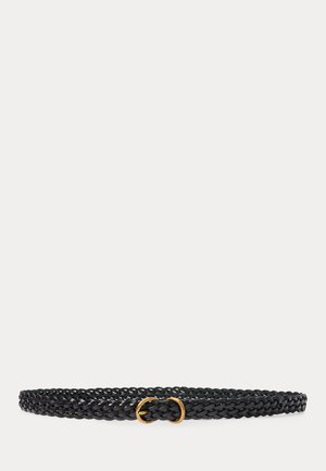 Polo Ralph Lauren, BRAIDED VACHETTA LEATHER SKINNY BELT - Gevlochten riem - black