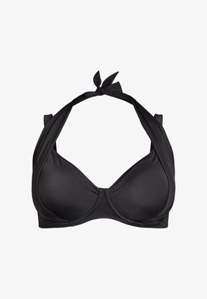 Juoda breteliais su rišamu kaklu bikini viršutinė dalis su paminkštintais kaušeliais.