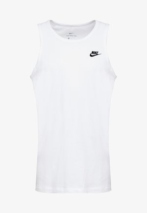 Baltā bezrūpīgā t-krekls, izgatavots no kokvilnas. Uz kreisā krūšu apgabala ir melns Nike logo. Tam ir apaļa izgriezne un brīva piegriezuma siluets.