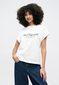KARL LAGERFELD SIGNATURE - Trükipildiga T-särk - white