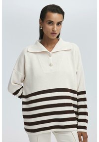 Touché Privé STRIPED   WITH BUTTON DETAIL - Džemperis - brown
