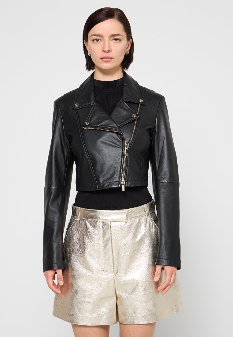 RIANI Leren jas zwart