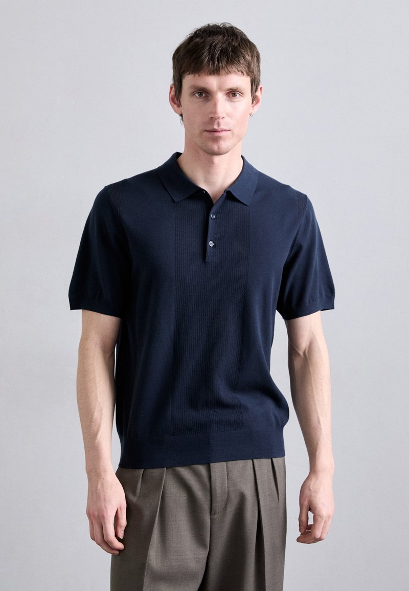 J.LINDEBERG - REYMOND SOLID STRIPE - Polo - navy, Agrandir