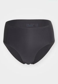 Black high-waisted cotton blend underwear with a smooth texture and elastic waistband. Features a seamless design without visible accents.