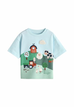 SHORT SLEEVE APPLIQUÉ - Nyomott mintás póló - green/blue farm
