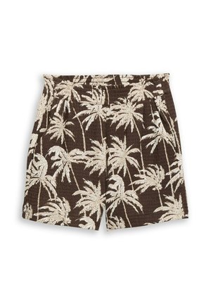 TOM TAILOR DENIM, TOM TAILOR DENIM HOSEN & CHINO CRINKLE RELAXED FIT SHORTS - Short - brown palmtree print