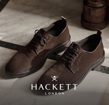 Chaussures en daim marron à finition lisse, design à lacets, semelle plate et détails de couture subtils. Logo de la marque affiché de manière visible.