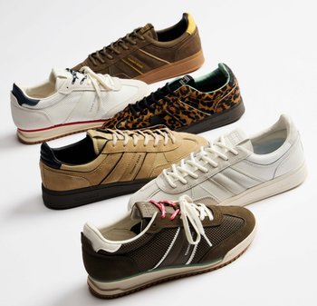 Collection of six sneakers in various colors: brown, tan, white, black, and leopard print; featuring laces, textures, and distinct designs.