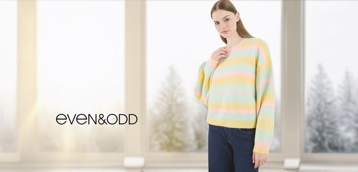 Pastel gestreepte trui met een ontspannen pasvorm, in tinten geel, roze en blauw. Gemaakt van zacht breimateriaal, met geribde boorden.