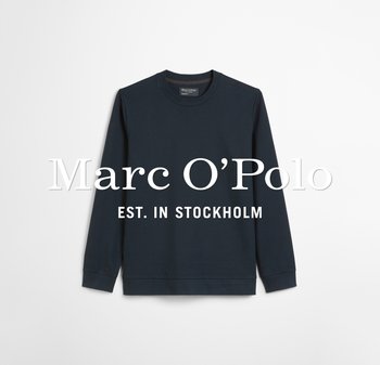 Navy lange mouw sweatshirt van katoen, met een ronde hals en manchetten, voorzien van een zichtbaar merklabel en tekstoverlay.