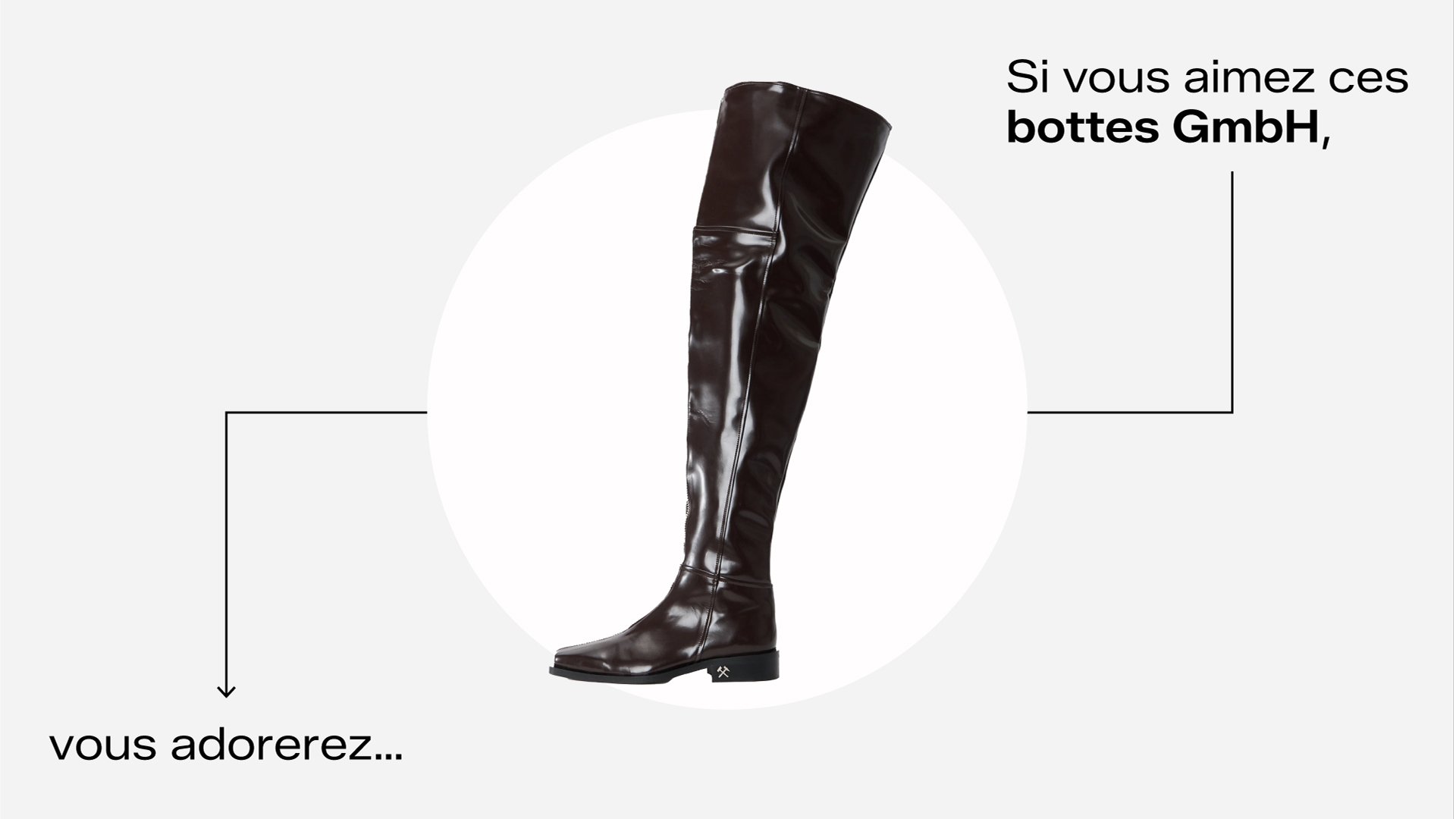 Bottes en PVC brun brillant montant jusqu'aux genoux, avec un bout carré et un petit talon bloc, dotées d'une fermeture éclair latérale et d'un design minimaliste.