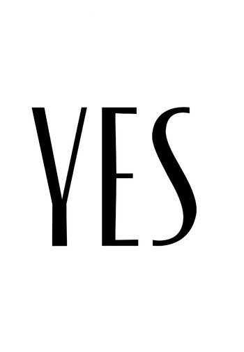 Słowo "TAK" jest wyraźnie wyeksponowane dużymi, pogrubionymi czarnymi literami na jednolitym białym tle.