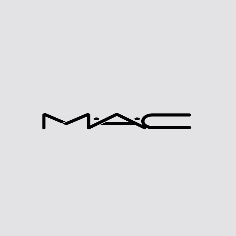 Black stylized text "MAC" on a light gray background. The font features smooth curves and sharp angles, with a balanced composition.