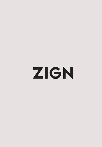 Testo nero in grassetto con scritto "ZIGN", centrato su uno sfondo grigio chiaro e semplice.