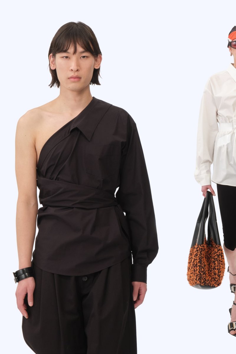 Five models showcase diverse fashion styles, featuring varying outfits and accessories against a light background.
