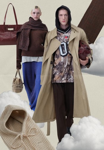 Bež plašč, rjav pulover, kamuflažna srajca, modri hlače. Dodatki vključujejo rjavo usnjeno torbo in bež pletene čevlje s kapuco.