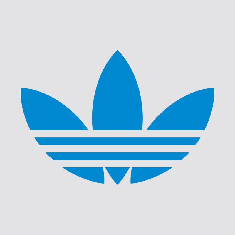 Blue trefoil logo with three leaf-like shapes above three horizontal stripes, set against a grey background.