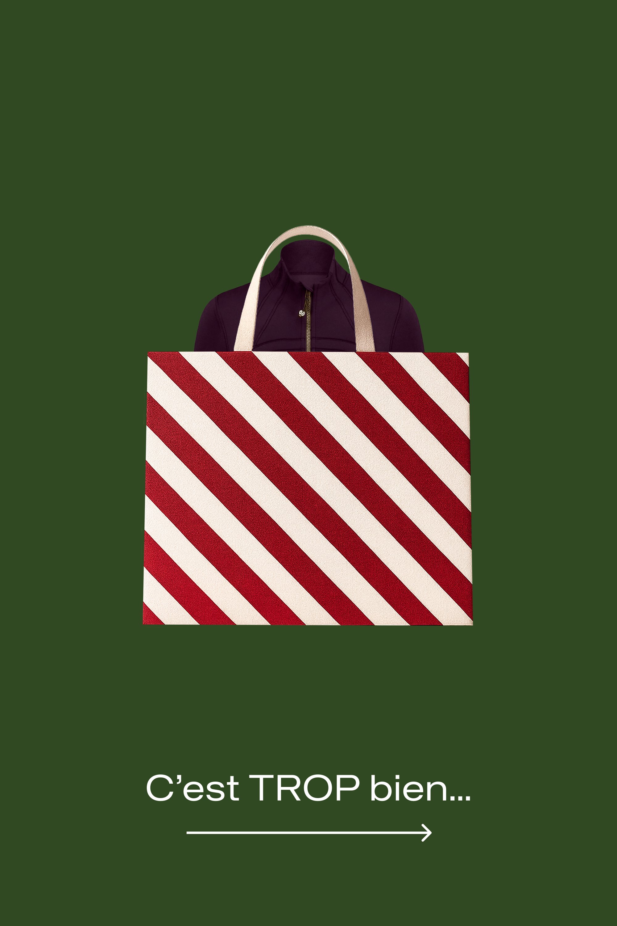 Grand sac fourre-tout à rayures diagonales rouges et blanches, fabriqué en tissu texturé, avec des poignées beiges et un design spacieux.