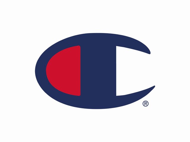 Niebieskie owalne logo z wyraźnym białym "C" i czerwonym akcentem po lewej stronie. Projekt charakteryzuje się gładkimi kształtami i minimalistyczną estetyką.