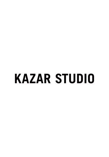 Bold black text displaying "KAZAR STUDIO" on a plain white background. The design emphasizes simplicity and modern aesthetics.