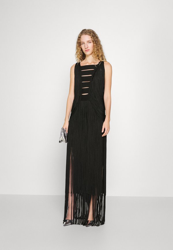 Hervé Léger DRAPED FRINGE PLUNGING GOWN Occasion wear black