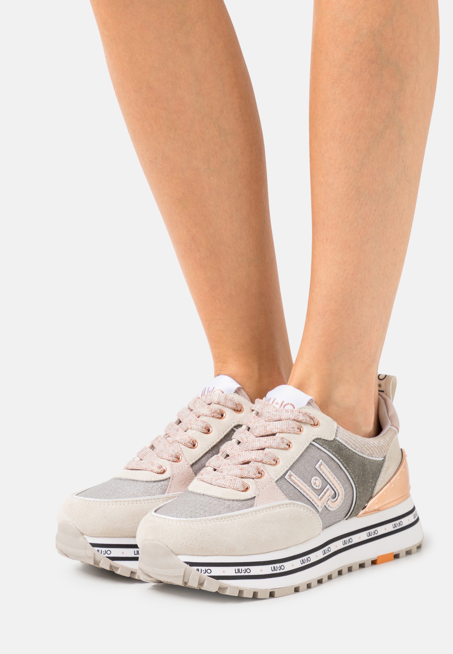 Scarpe Donna LIU JO Wonder Maxi 24 Sneakers Platform in Mesh e Suede colore  Bianco a sconto