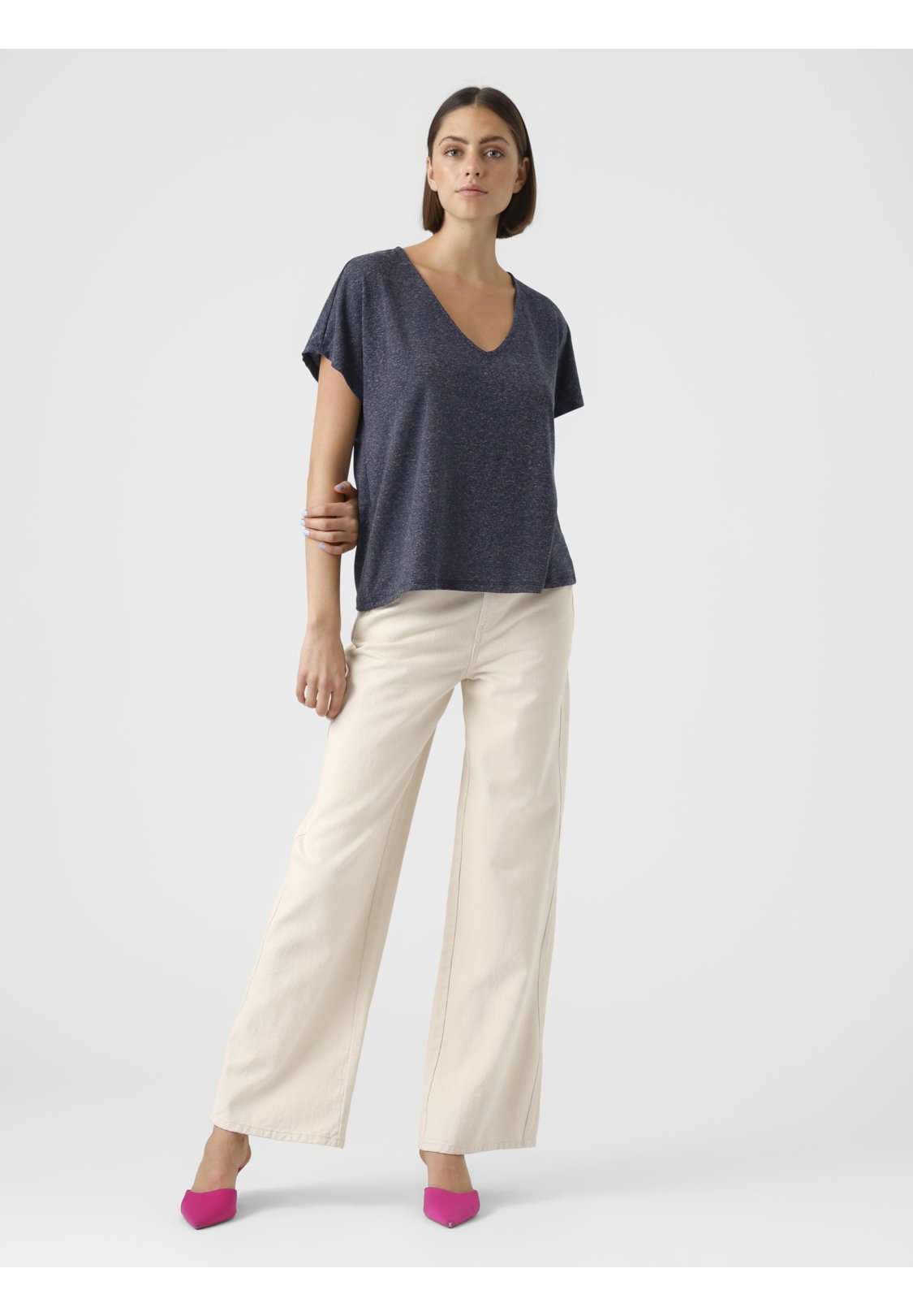 VERO MODA Vmmarijune SS Deep V-Neck Top - T-shirt Donna Con Scollo A V Profondo, Materiali Sostenibili - 2