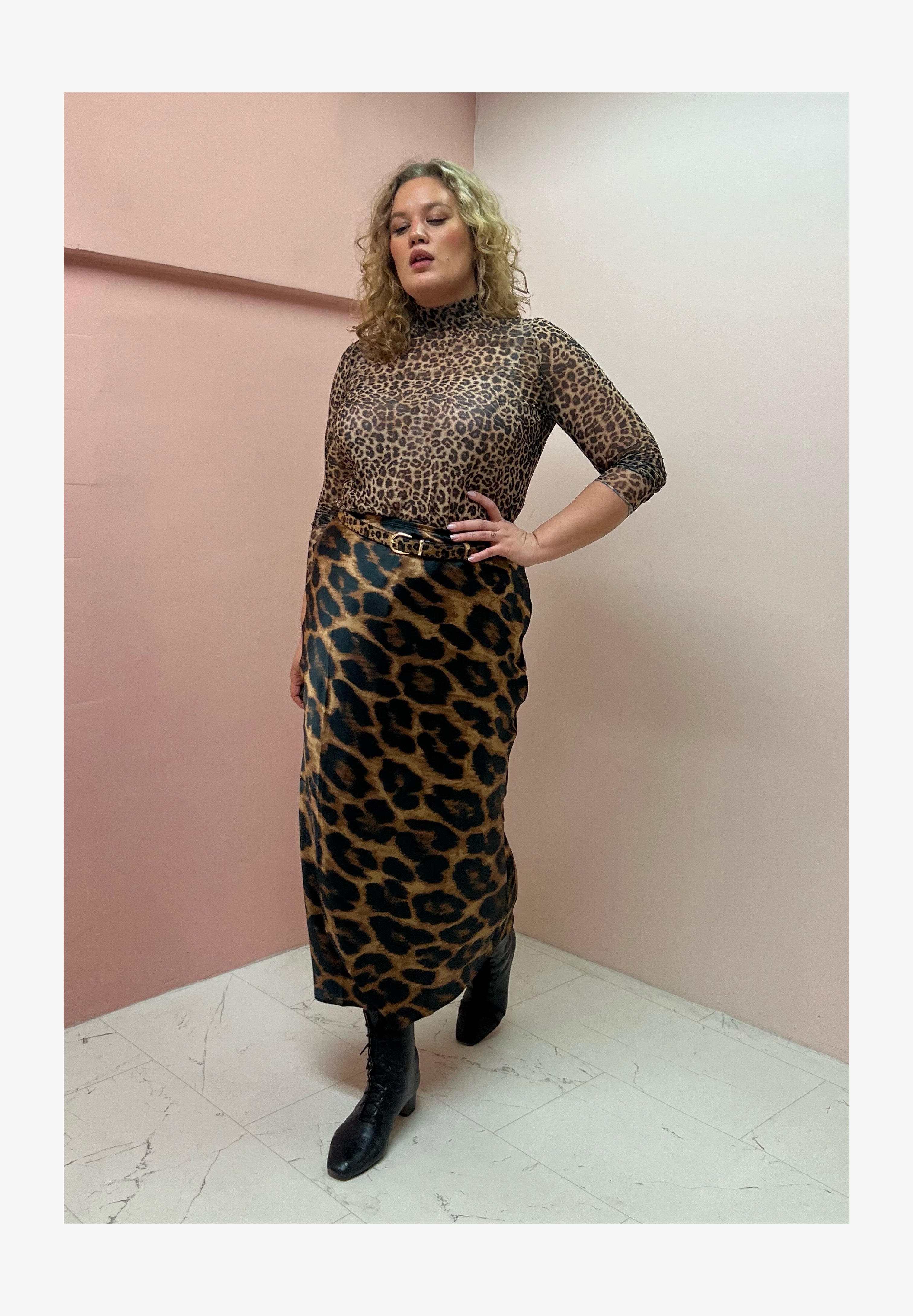 Gonna Lunga Midi Leopardata Donna – Vita Alta Elastica, Linea A, Con Fodera, Taglie Forti Disponibili
