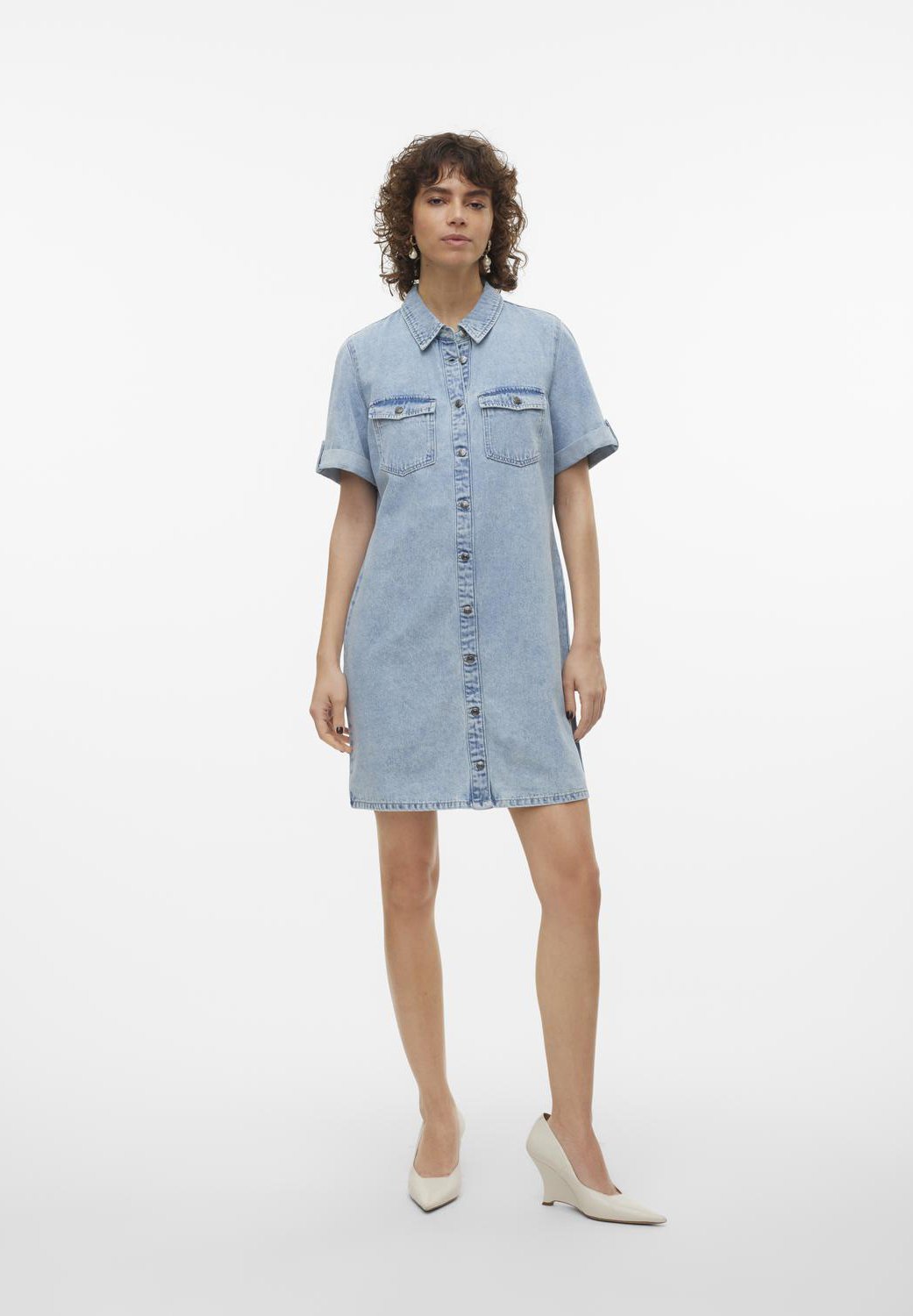 VERO MODA Vmjennie LS Short Denim Dress Mix