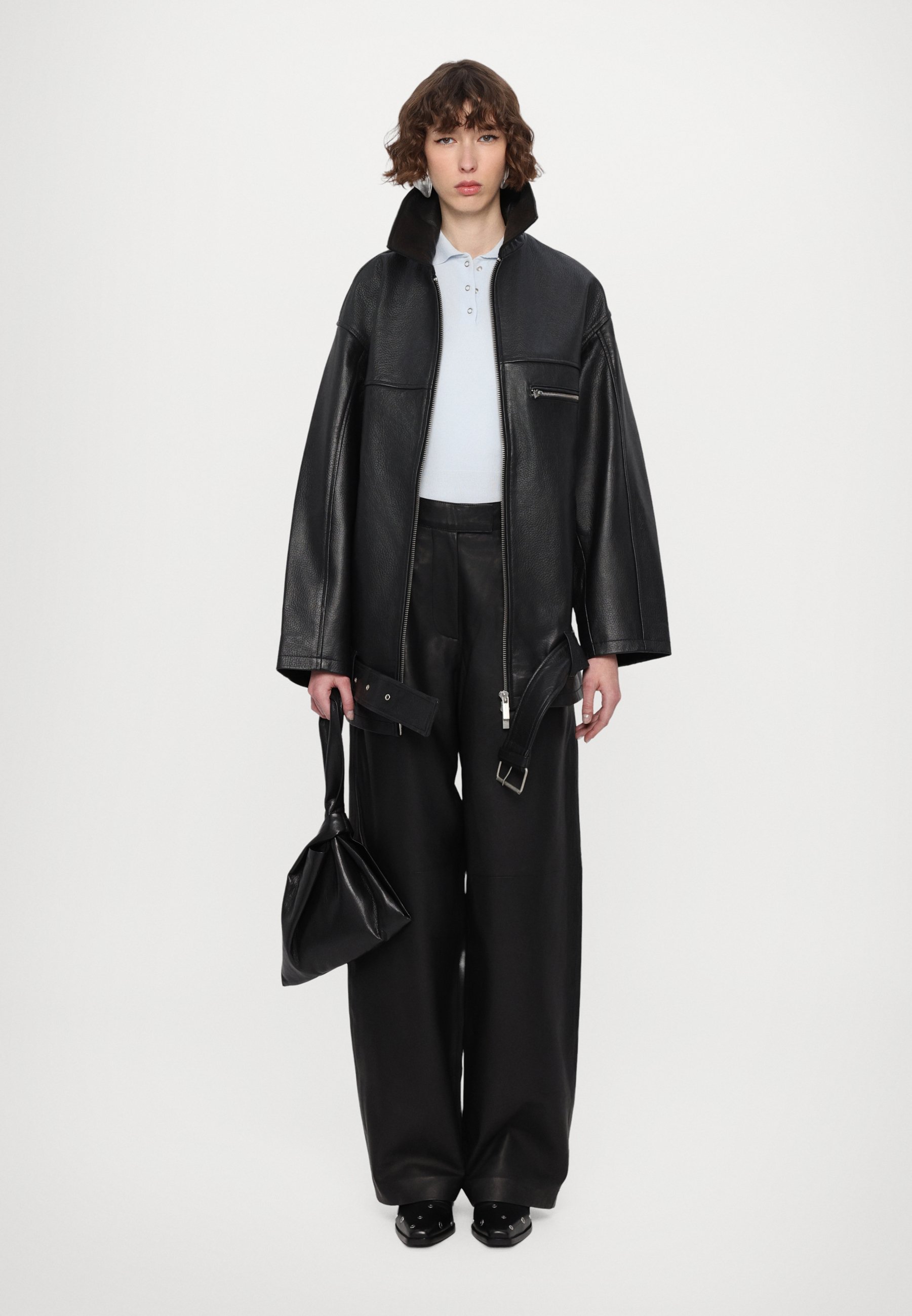 パンツ Aeron Zima - Leather Cuffed Pants AERON ZIMA PANTS - Leather trousers - black - Zalando.co.uk