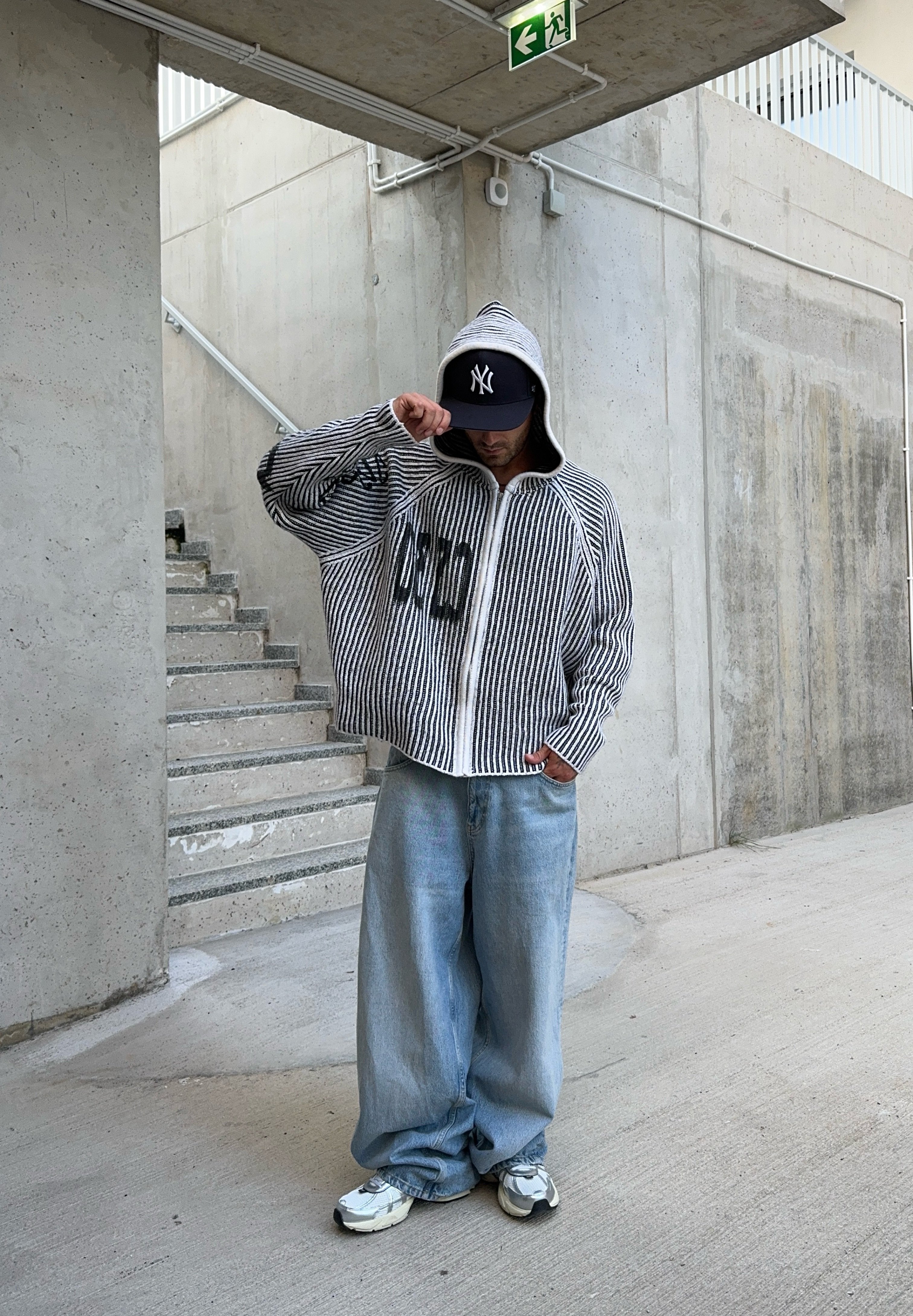 ★032c★ U GLOW STAINED HOODIE GREY MELANGE GLOW STAINED HOO GLOW