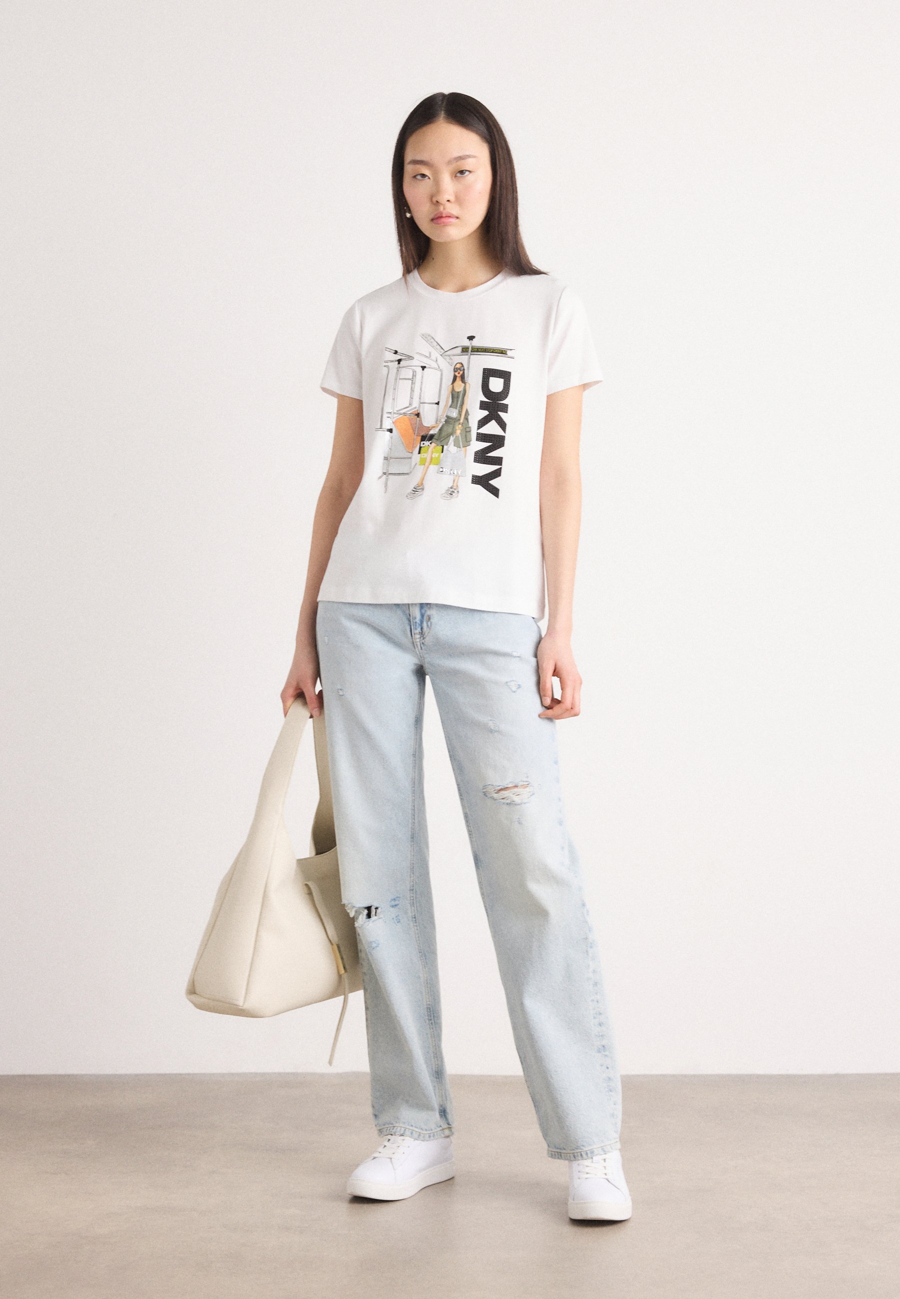 Mads Nørgaard TRENDA TEE - Print T-shirt - mid grey melange