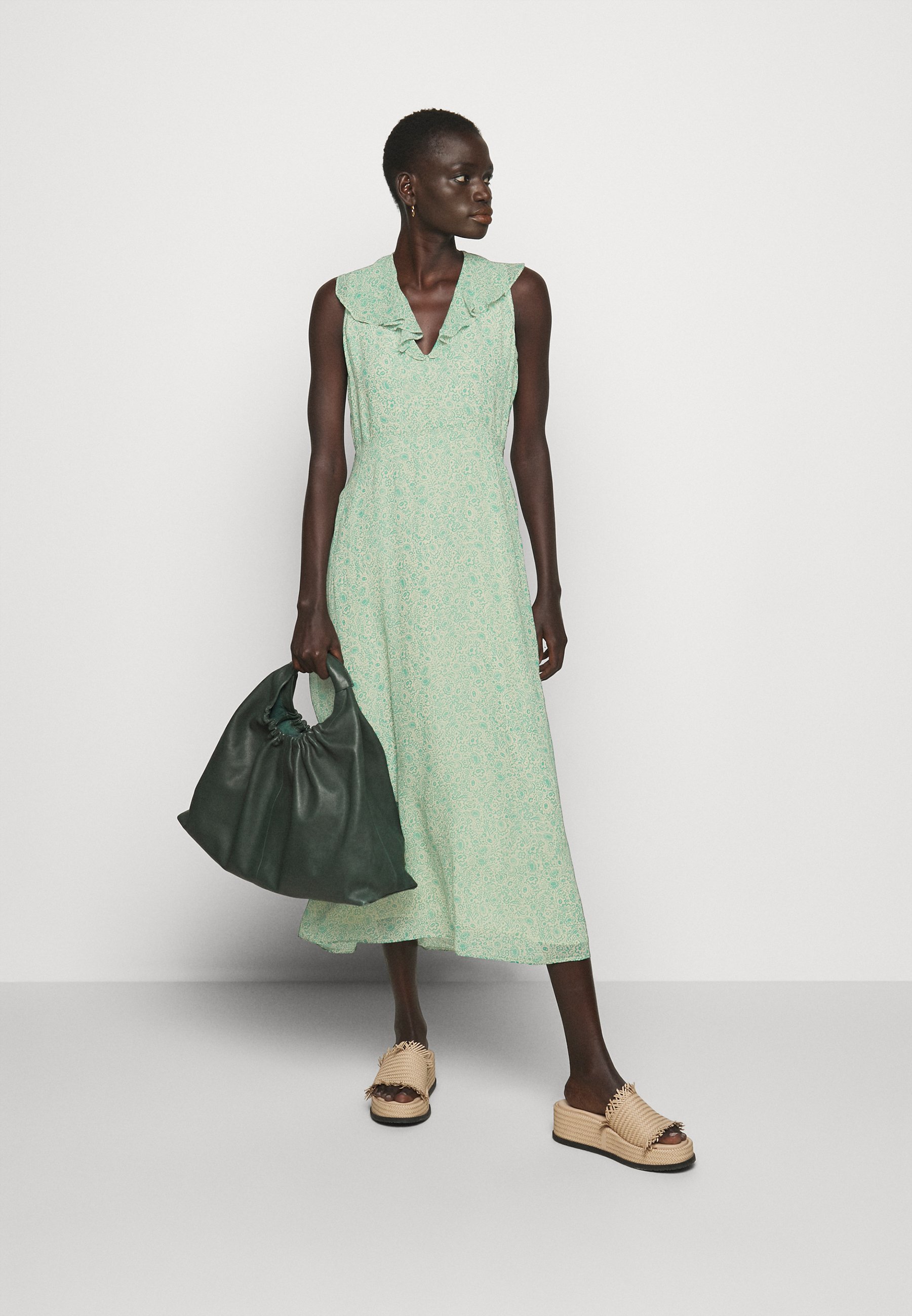 Vero Moda VMJENNY SL SMOCK CALF - Jurk - holly green solid/Groen -  Zalando.nl