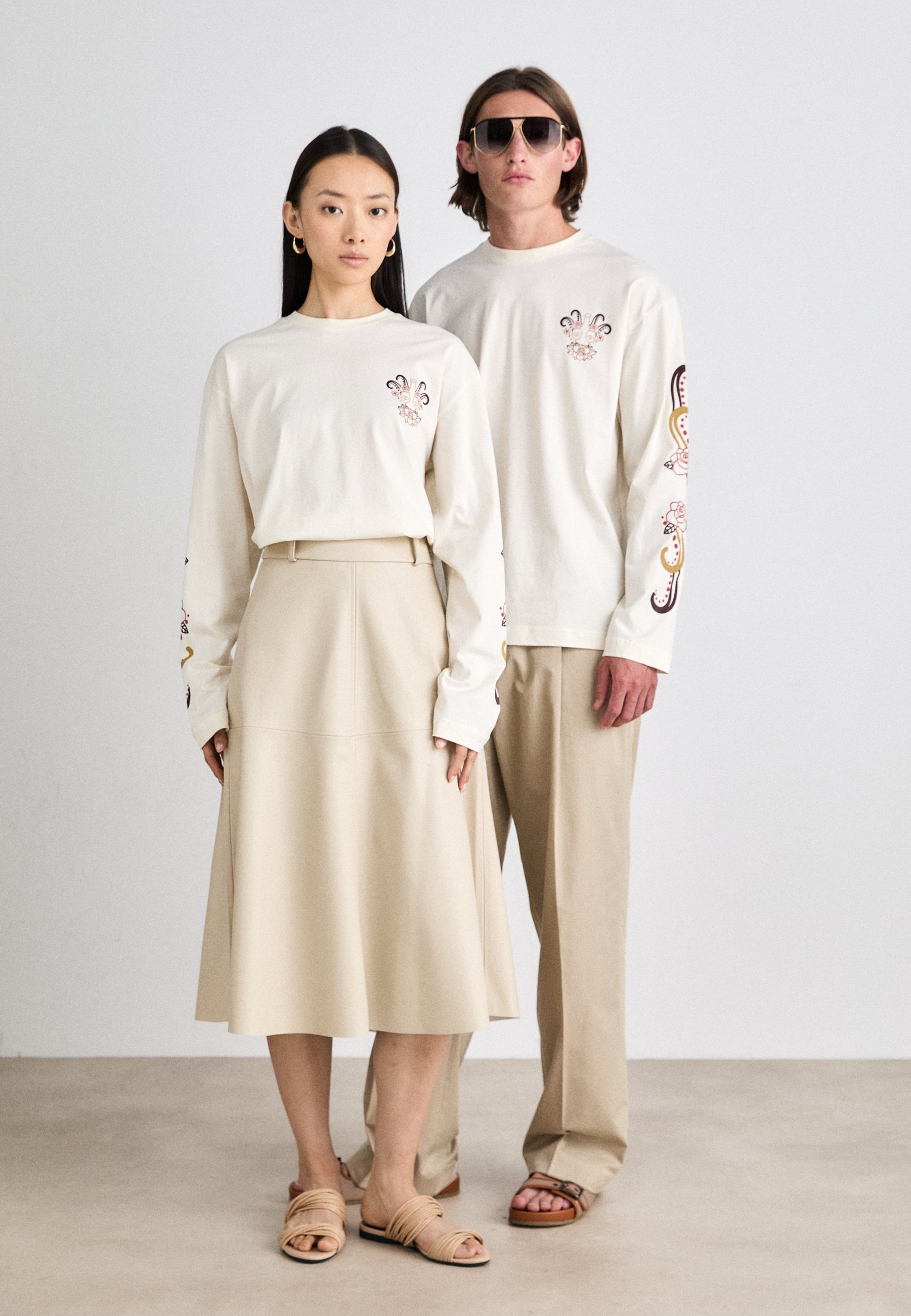 ★JADED LONDON UK★ Ines Waffle White Long Sleeve Top Jaded London INES UNISEX - Long sleeved top - white/multi