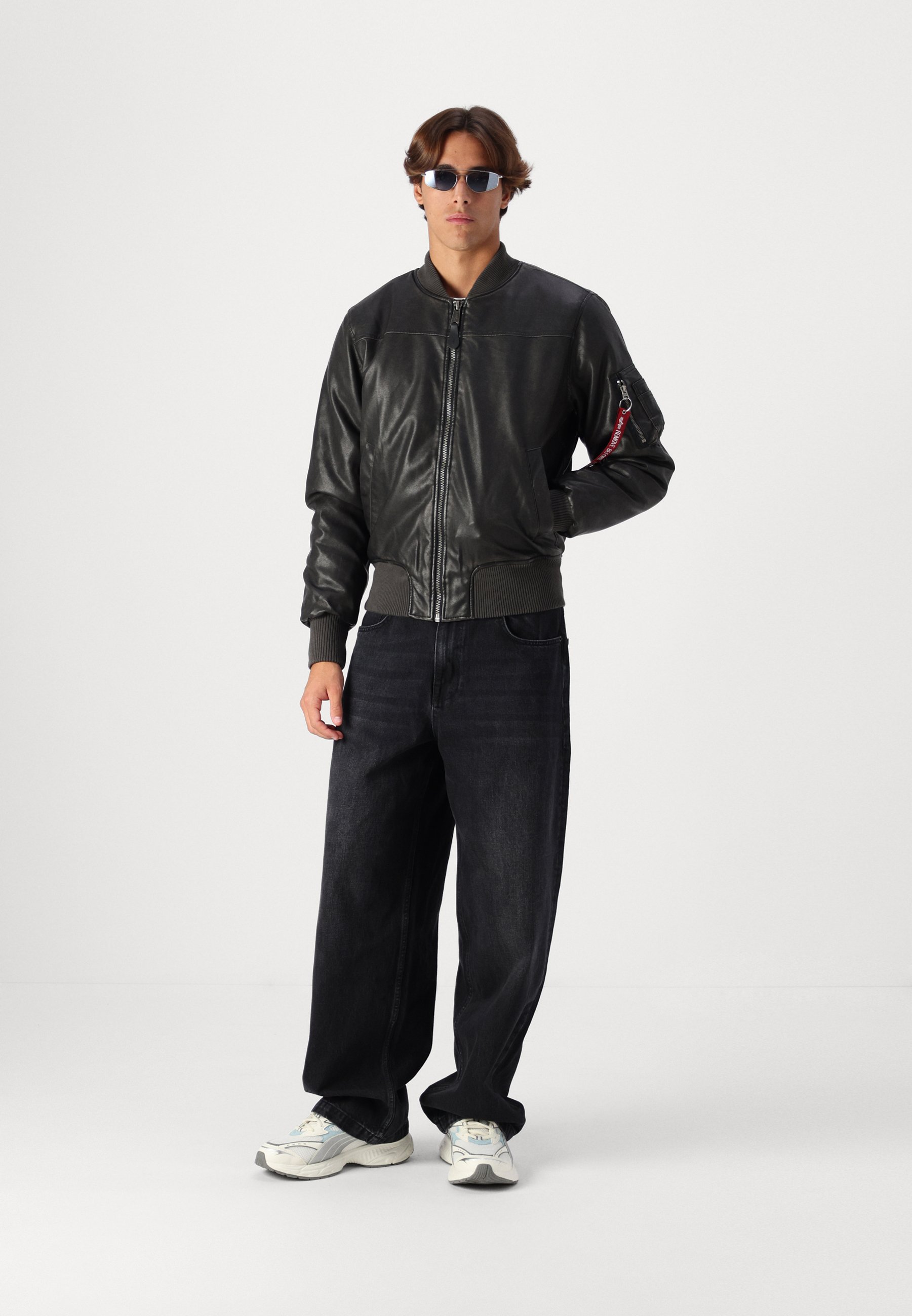 Alpha Industries VINTAGE - Faux leather jacket - black - Zalando