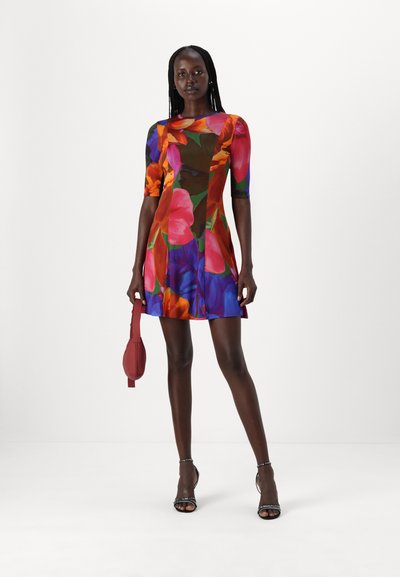 multicolor mini dress Lue Multicolor Floral Pleated Mini Dress S