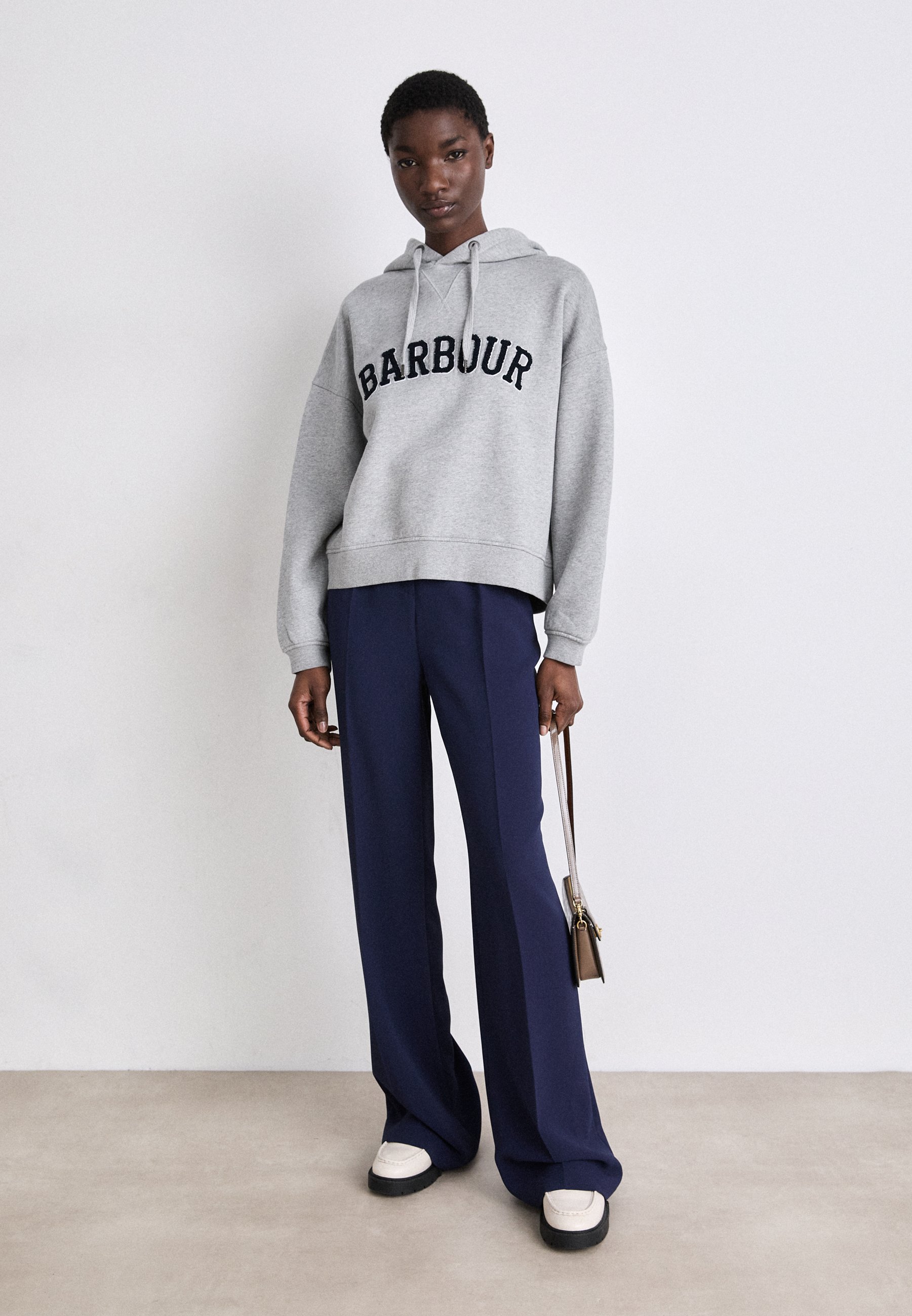 Weekday IRINA HEAVY HOODIE - Sweatshirt - grey melange/black