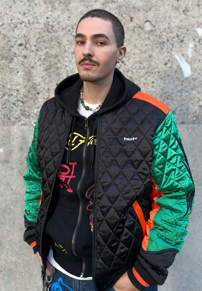 Veste à capuche zippée légère pour homme, coloris royal/gris