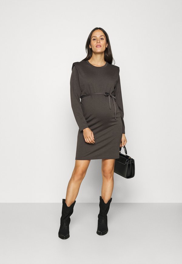 Missguided Maternity MATERNITY RIB BELTED SIDE Pletené šaty brown